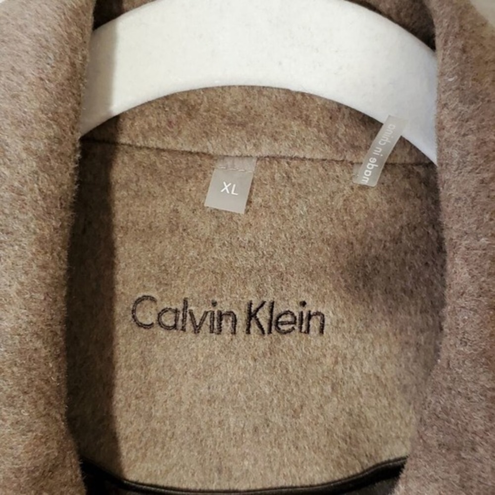 Calvin‎ Klein Womens XL Taupe Wool Blend Cashmere Blend Peacoat Jacket Coat New - Picture 4 of 11